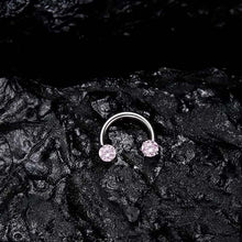 Load image into Gallery viewer, Zirkonia Hestesko Ring med Gjengede Stener for Piercinger