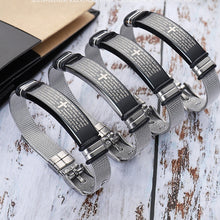 Load image into Gallery viewer, Stainless Steel Bible Verses Cross Bracelet