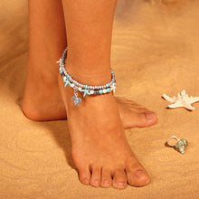 Load image into Gallery viewer, Sea turtle Anklet Starfish Turquoise
