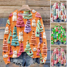 Load image into Gallery viewer, Christmas Tree Cute Cat 3D Print Sweater