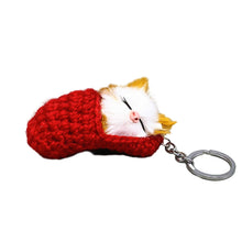 Load image into Gallery viewer, Cute Sleeping Kitten Keychain