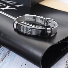 Load image into Gallery viewer, Stainless Steel Bible Verses Cross Bracelet