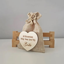 Load image into Gallery viewer, 10 Reasons Why You Are My Bestie Jute Bag With Hearts