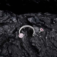 Load image into Gallery viewer, Zirkonia Hestesko Ring med Gjengede Stener for Piercinger