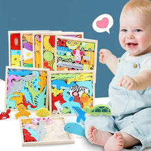 Load image into Gallery viewer, Wooden Animal Block Puzzle