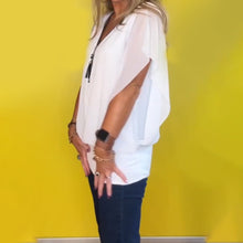 Load image into Gallery viewer, Chiffon Half-Zip Short-Sleeved Casual Top