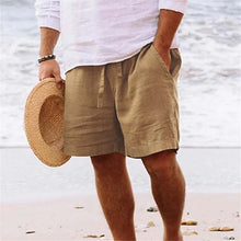 Load image into Gallery viewer, Strandshorts i bomullslin for menn