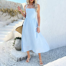 Load image into Gallery viewer, Solid Color Halter Neck Maxi Dress