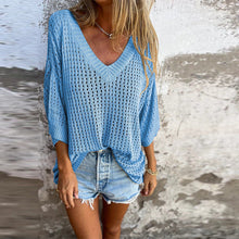 Load image into Gallery viewer, V-neck Hollow Knitted Top