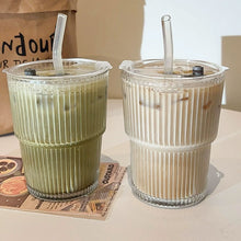 Load image into Gallery viewer, Glass Cup with Straw &amp; Lid