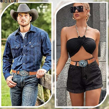 Load image into Gallery viewer, Retro Punk Embossed Western Denim Belt