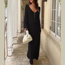 Load image into Gallery viewer, Crochet Fishtail Flare Sleeve Maxi Dress