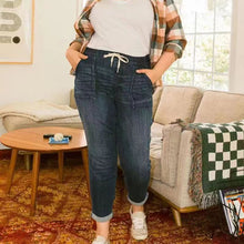 Load image into Gallery viewer, Blue Pull On Denim Joggers