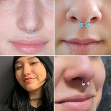 Load image into Gallery viewer, Zirkonia Hestesko Ring med Gjengede Stener for Piercinger