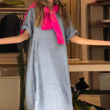 Load image into Gallery viewer, Women's Cotton And Linen Side Button Dress