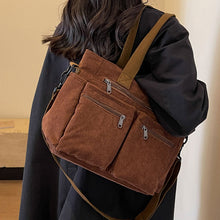 Load image into Gallery viewer, Ensfarget kordfløyel totebag