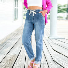 Load image into Gallery viewer, Blue Pull On Denim Joggers