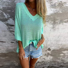 Load image into Gallery viewer, V-neck Hollow Knitted Top
