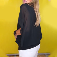Load image into Gallery viewer, Chiffon Half-Zip Short-Sleeved Casual Top