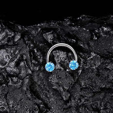 Load image into Gallery viewer, Zirkonia Hestesko Ring med Gjengede Stener for Piercinger