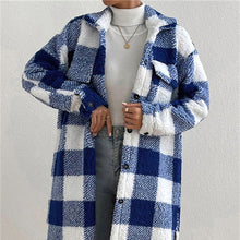 Load image into Gallery viewer, Women’s Chic Plaid Print Warm Plush Long Coat