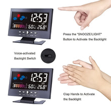 Load image into Gallery viewer, Digital LED Temperature Humidity Monitor Alarm Clock