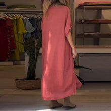 Load image into Gallery viewer, Women's Cotton And Linen Side Button Dress
