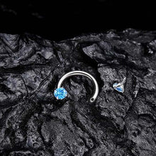 Load image into Gallery viewer, Zirkonia Hestesko Ring med Gjengede Stener for Piercinger