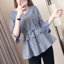 Load image into Gallery viewer, Black and White Plaid Narrow Waist Shirt