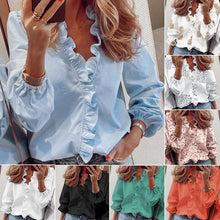Load image into Gallery viewer, Long-Sleeved Ruffled Women'S Shirt