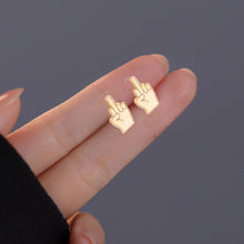 Load image into Gallery viewer, Middle Finger Stud Earrings