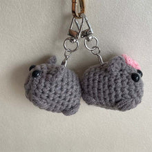 Load image into Gallery viewer, Cute Sad Crochet Hamster Keyring