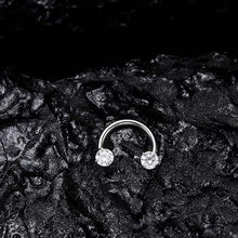 Load image into Gallery viewer, Zirkonia Hestesko Ring med Gjengede Stener for Piercinger