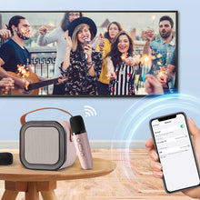 Load image into Gallery viewer, Mini karaokemaskin med trådløse mikrofoner