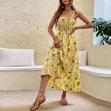 Load image into Gallery viewer, Sleeveless Suspender Print Elegant Dress
