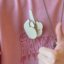 Load image into Gallery viewer, Funny Wooden Finger Brooch