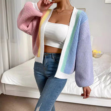 Load image into Gallery viewer, Dopamine-Inspired Color Block Fashionable Knit Cardigan