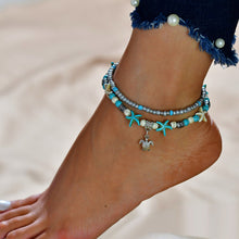 Load image into Gallery viewer, Sea turtle Anklet Starfish Turquoise