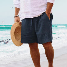 Load image into Gallery viewer, Strandshorts i bomullslin for menn