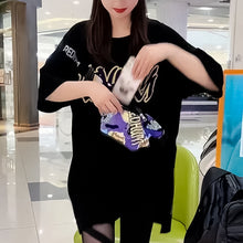 Load image into Gallery viewer, Women’s Unique Crossbody Bag Short Sleeve T-shirt with Zipper Pocket