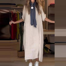 Load image into Gallery viewer, Women's Cotton And Linen Side Button Dress