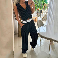 Load image into Gallery viewer, Sleeveless Striped Business Two-Piece Suit