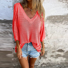 Load image into Gallery viewer, V-neck Hollow Knitted Top