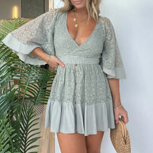 Load image into Gallery viewer, Lace Crochet Romper Dress with Built-in Shorts