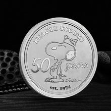 Load image into Gallery viewer, Peanuts Beagle Scouts 50th Anniversary Silver Round