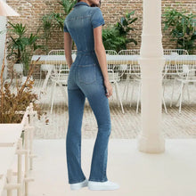 Load image into Gallery viewer, Slim Bootcut Denim-Jumpsuit