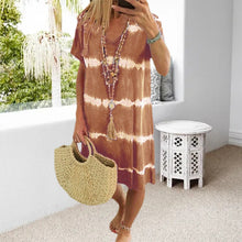 Load image into Gallery viewer, Tie-Dye Striped Short-sleeved Loose T-shirt Dress