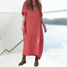 Load image into Gallery viewer, Women's Cotton And Linen Side Button Dress