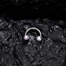 Load image into Gallery viewer, Zirkonia Hestesko Ring med Gjengede Stener for Piercinger