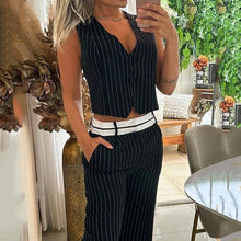 Load image into Gallery viewer, Sleeveless Striped Business Two-Piece Suit